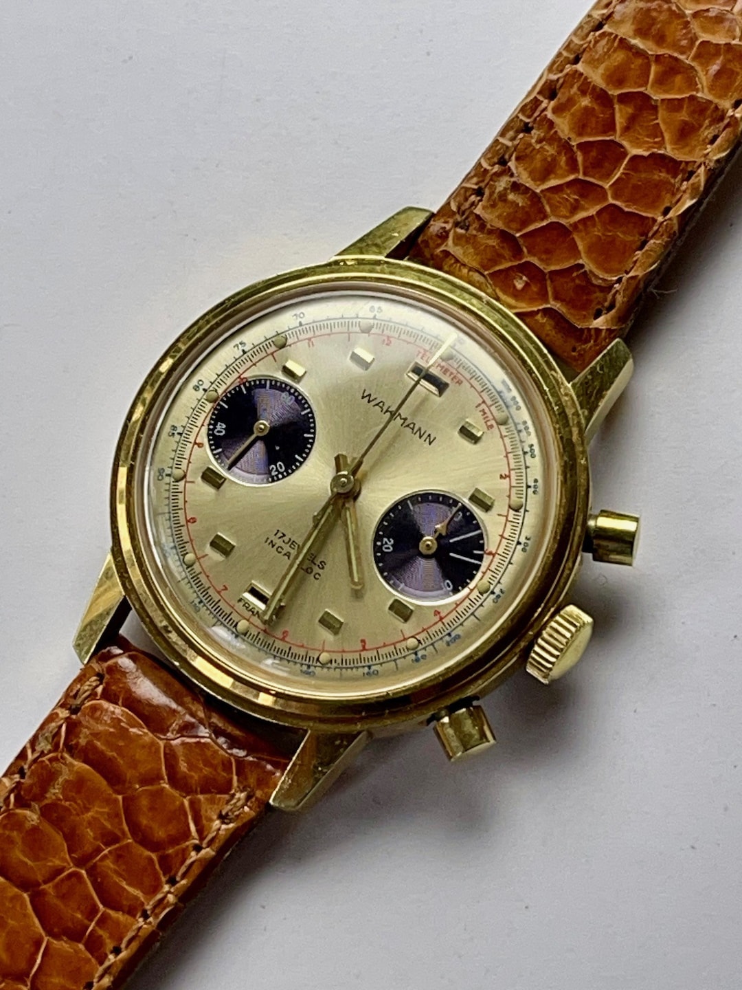 Wakmann Breitling Chronograph Revers Panda Dial Valjoux 236 Made in France 1964 Etsy