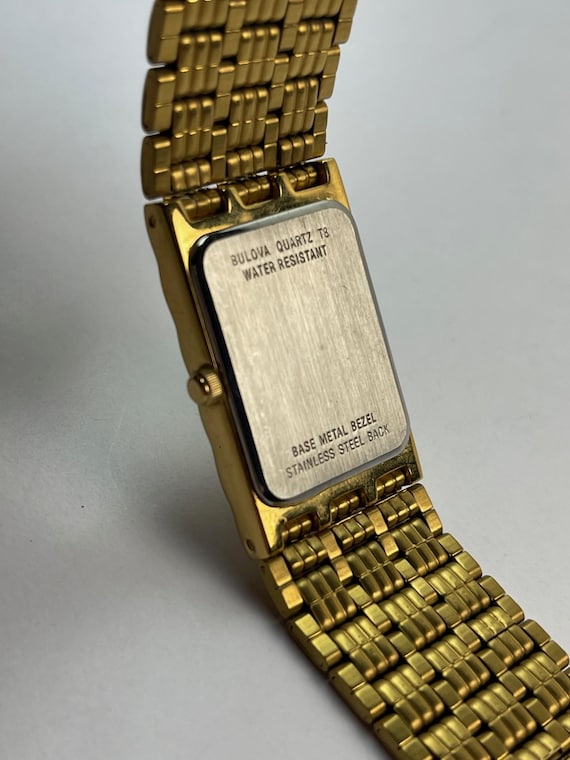 Bulova Rectangular Gold Tone Ref.97D05 Diamond Ac… - image 4