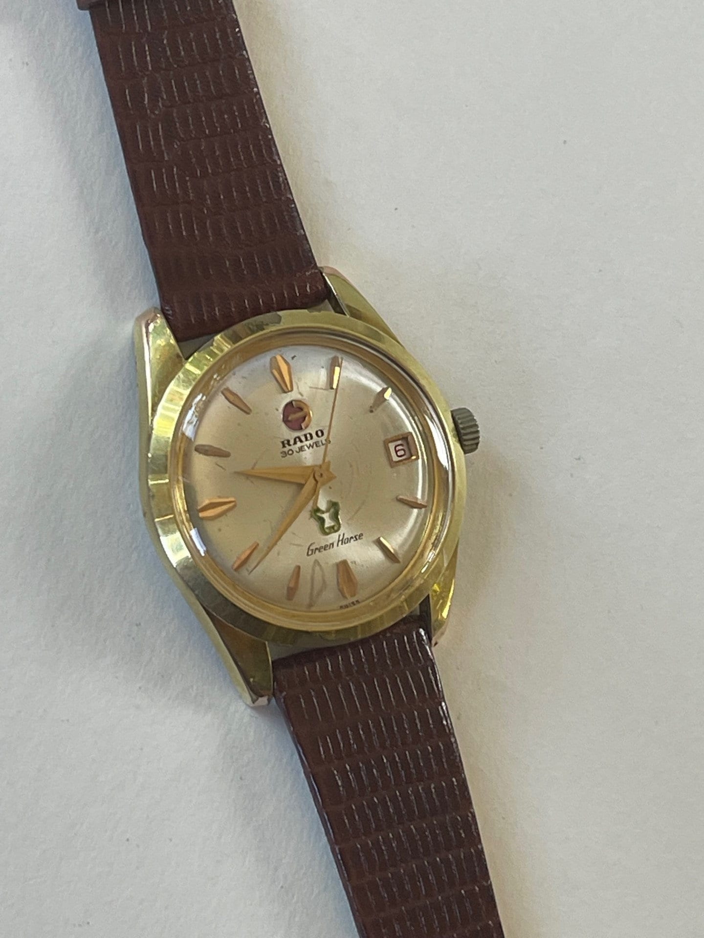Rado Green Horse Automatic30 Jewels Calendar Red Date Gold Capped Screw Down Back Swiss Made 1963 Etsy
