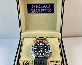 Reloj Seiko Pepsi Diver con calendario, día y fecha, caja vintage, fabricado en Japón en 1981