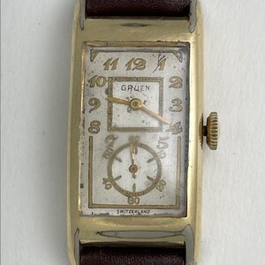 Gruen Doctors Medical Duo-Dial Techno-Quadron Movement Aegler Cal.877S Rolex300 Curvex Gold Capped Swiss Made.1932 image 2