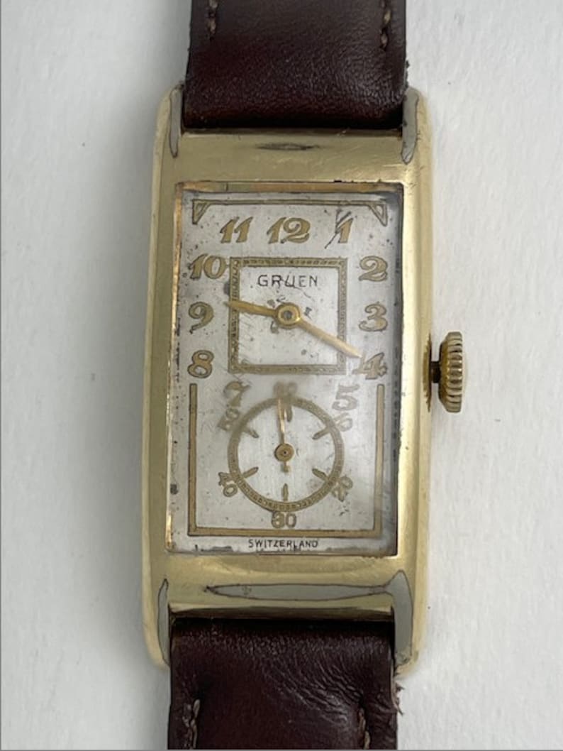 Gruen Doctors Medical Duo-Dial Techno-Quadron Movement Aegler Cal.877S Rolex300 Curvex Gold Capped Swiss Made.1932 image 2
