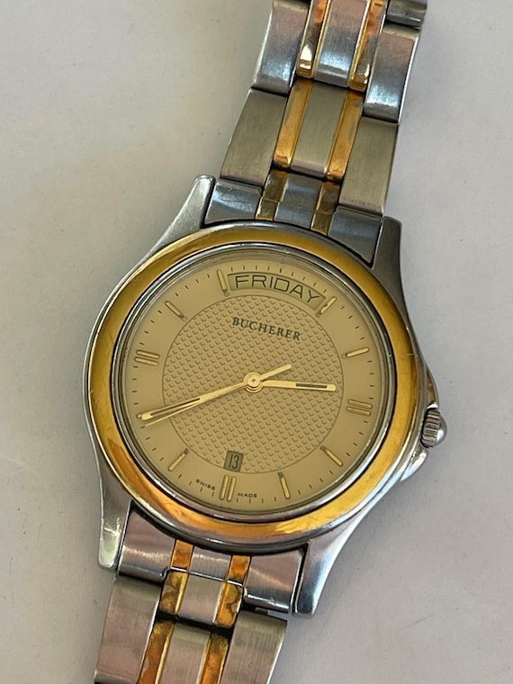 Bucherer 時計 ゴールドシルバー Vintage Bucherer Swiss Made 17 Jewel Watch: Gold & Silver Bezel - Etsy