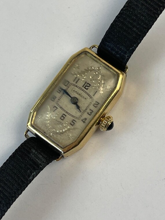 Americus Solid 18K(750) Art Deco Rectangular Text… - image 2