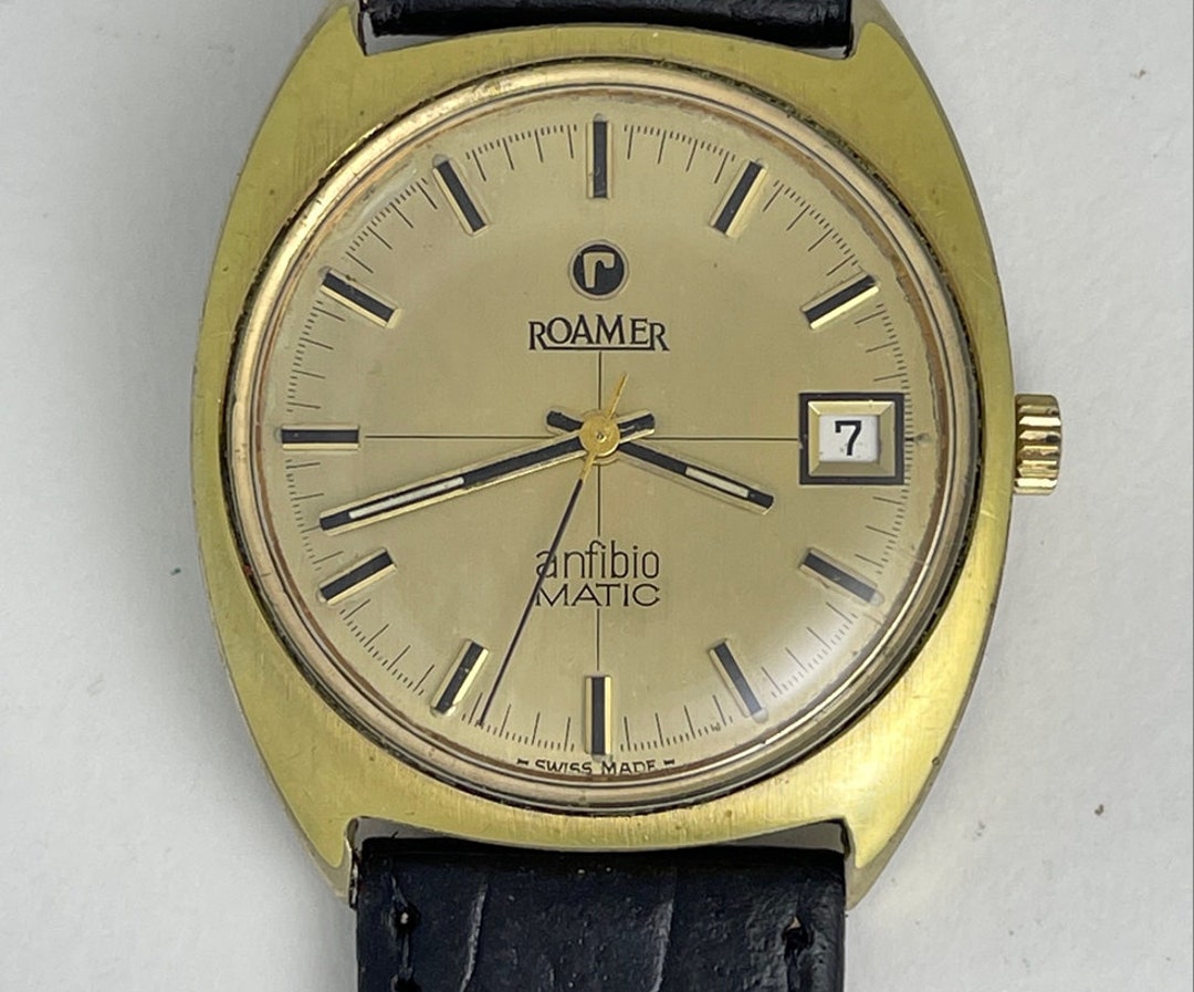 Roamer Anfibio Matic Automatic Calendar Date Gold Capped Screw
