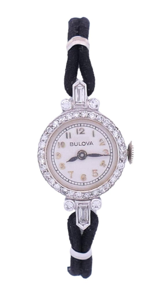 Bulova Diamond Platinum Ladies Art Deco Cocktail W