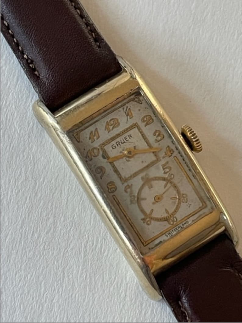 Gruen Doctors Medical Duo-Dial Techno-Quadron Movement Aegler Cal.877S Rolex300 Curvex Gold Capped Swiss Made.1932 image 5