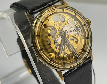 Vulcain Skeleton Manual Winding Gold Capped Large 36mm Vintage Swiss Made 1991