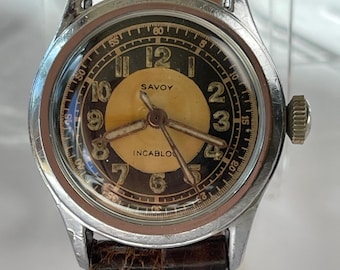 Mens Gruen Pan American Pilot's Watch: WWII 1945 24-hour Dial