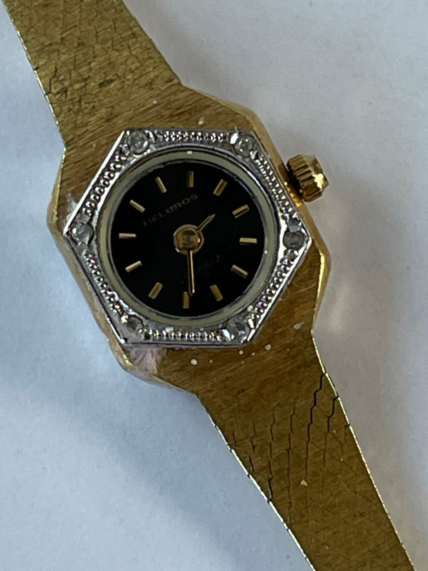 Helbros Ladies Genuine Diamonds Art Deco Style Gold Capped  display picture 1