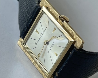Germinal Voltaire Germinal Voltaire Solid14K(585) Gold Square Art Deco Style Fancy Case Vintage Swiss Made 1954