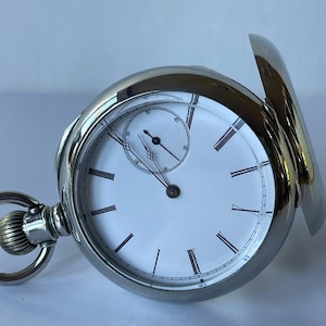 Longines White Porcelain Dial Savonette Machine Made Lever Open Face Large Antique Pocket Watch Swiss Made 1908