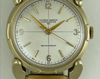 Ulysse Nardin CHRONOMETER AUTOMATIC Doctors Medical Fancy Lugs WW2 1943 10K Gold Filled Swiss Made