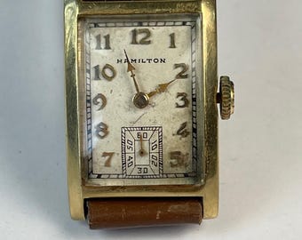 Hamilton massief 14K (585) gouden rechthoekige tank Art Deco Award Swiss Made 1935