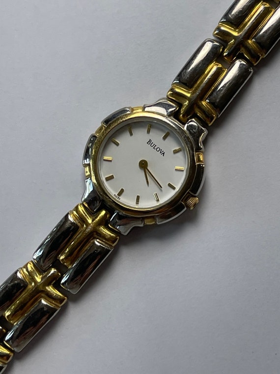 Bulova Ladies Vintage Two Tone Sapphire Crown Vin… - image 2