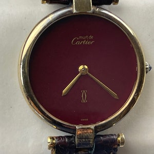 Cartier Must De Paris Ladies Vendome Argent 925 Rare Black Dial Blue Sapphire Crown Vintage Original Correa Hebilla Swiss Made 1993