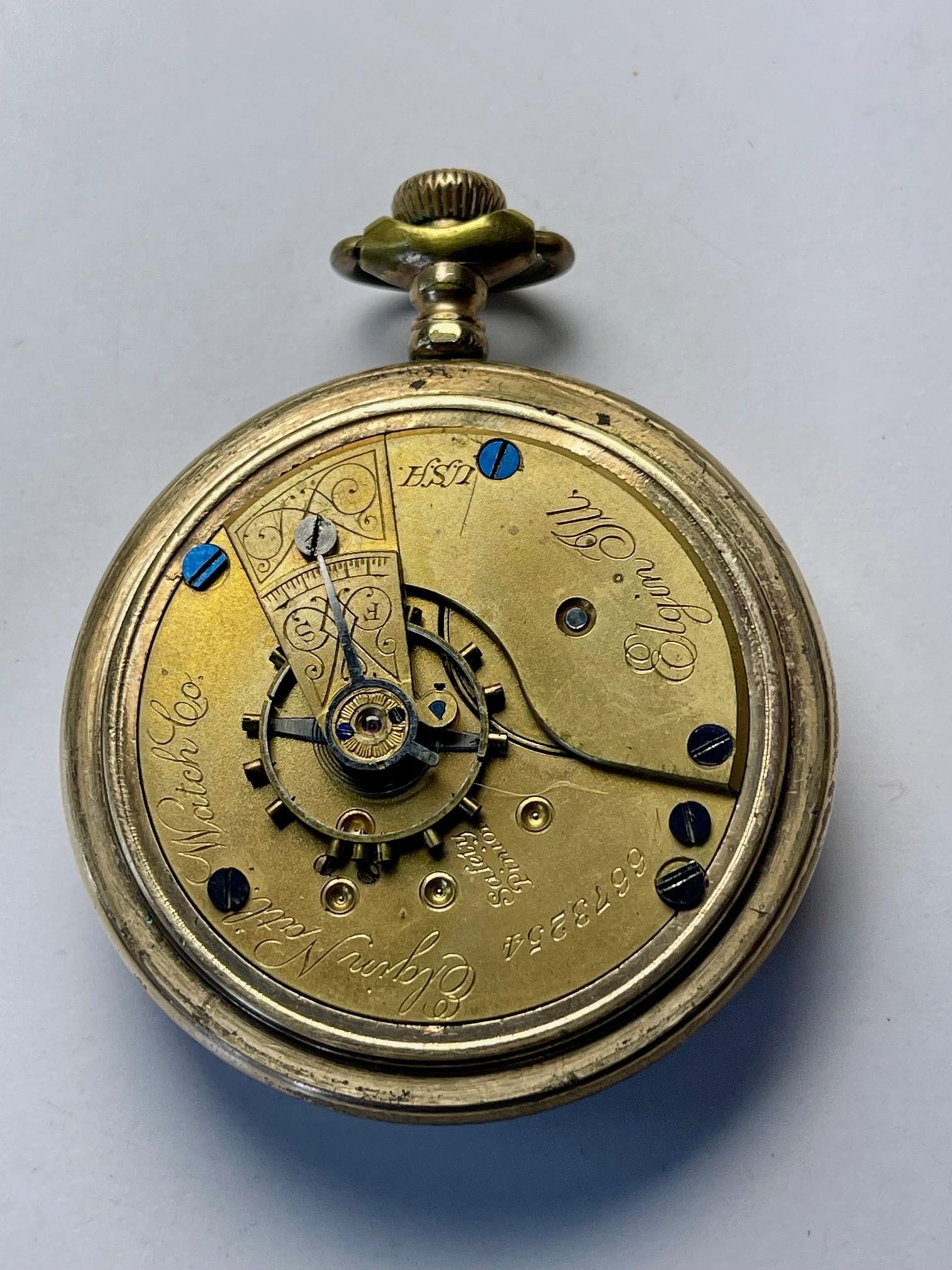 Elgin Natl. Watch Co. Antique Railroad Military Gold Filled White