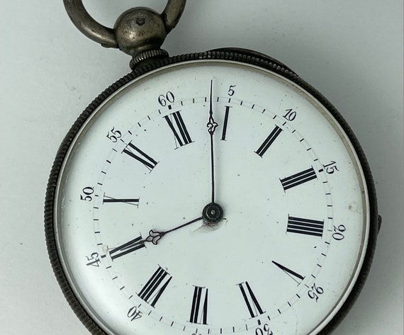 Anonymous Solid Silver Key Winded Cylinder Pocket… - image 2