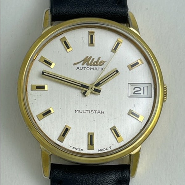 Mido  Multistar Automatic Calendar Date Gold Capped Vintage Swiss Made  1972