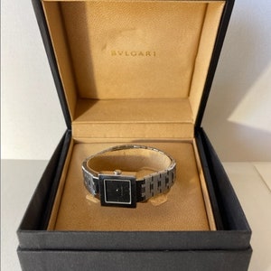 Bulgari QUADRATO Ref SQ22SS L8475 Damen Edelstahl Original Box Vintage 2002 Swiss Made