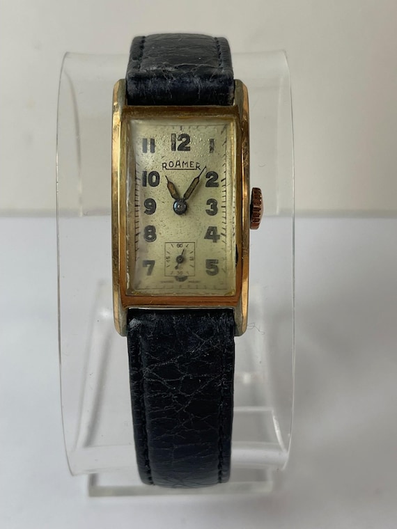 Roamer Art Deco Rectangular Gold Capped Curvex Sw… - image 2