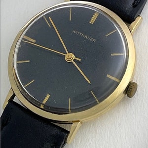Wittnauer Longines 10K Gold Filled Black Dial Vintage Swiss Made