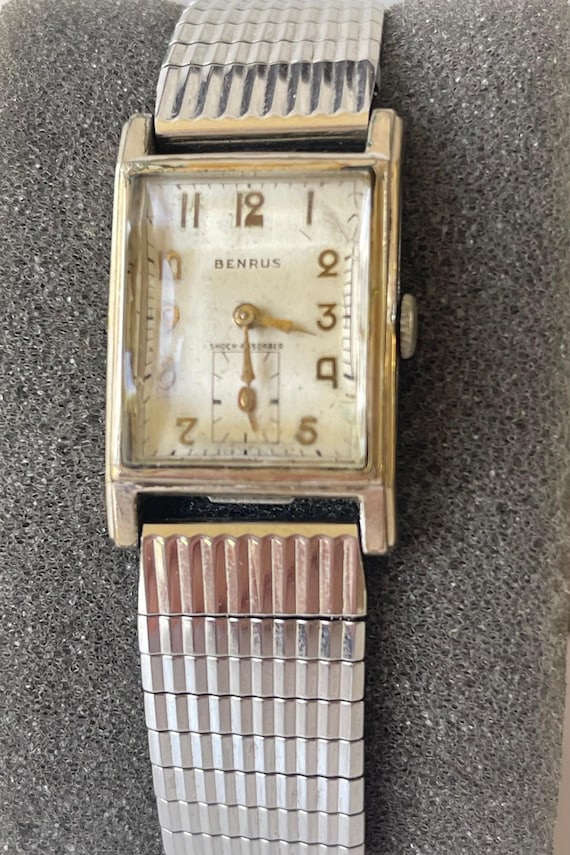 Benrus Rectangular Ref.204077 Gold Filled Stainle… - image 1