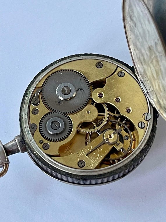 Anonymous Solid Silver 800 White Porcelain Dial P… - image 5