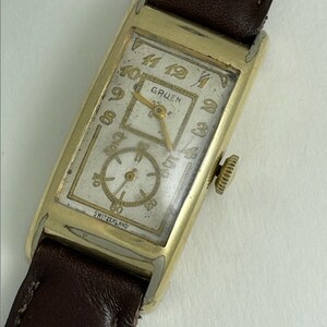 Gruen Doctors Medical Duo-Dial Techno-Quadron Movement Aegler Cal.877S Rolex300 Curvex Gold Capped Swiss Made.1932 image 4
