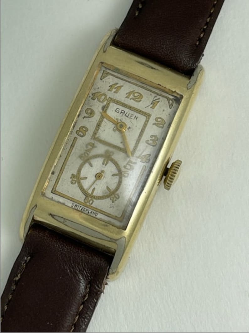 Gruen Doctors Medical Duo-Dial Techno-Quadron Movement Aegler Cal.877S Rolex300 Curvex Gold Capped Swiss Made.1932 image 4