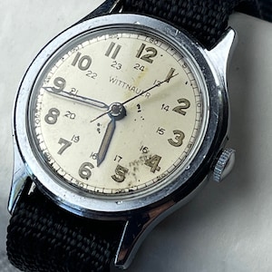 Wittnauer Longines Military Pilot Officers WWII 24Hr Stainless Screw Down Back Swiss Made 1943