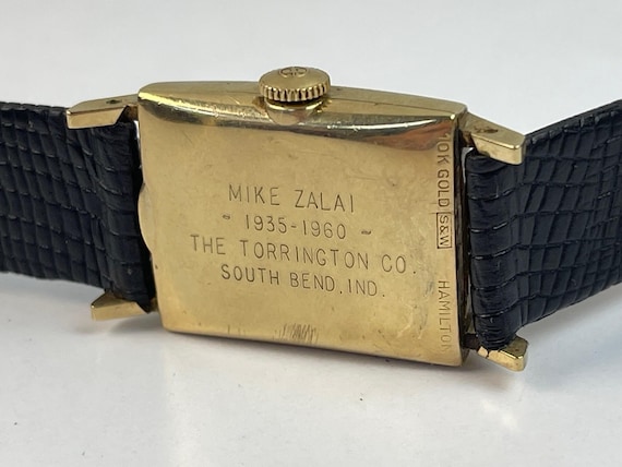 Hamilton Solid 10K Gold Rectangular Art Deco Styl… - image 7