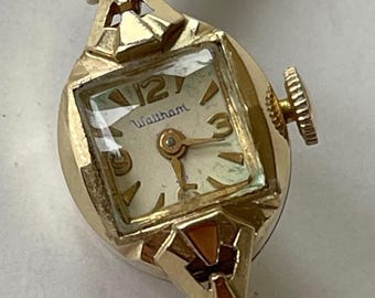 Waltham Solid 14k(585)gold Art Ladies Watch 17 Jewels Swiss Made