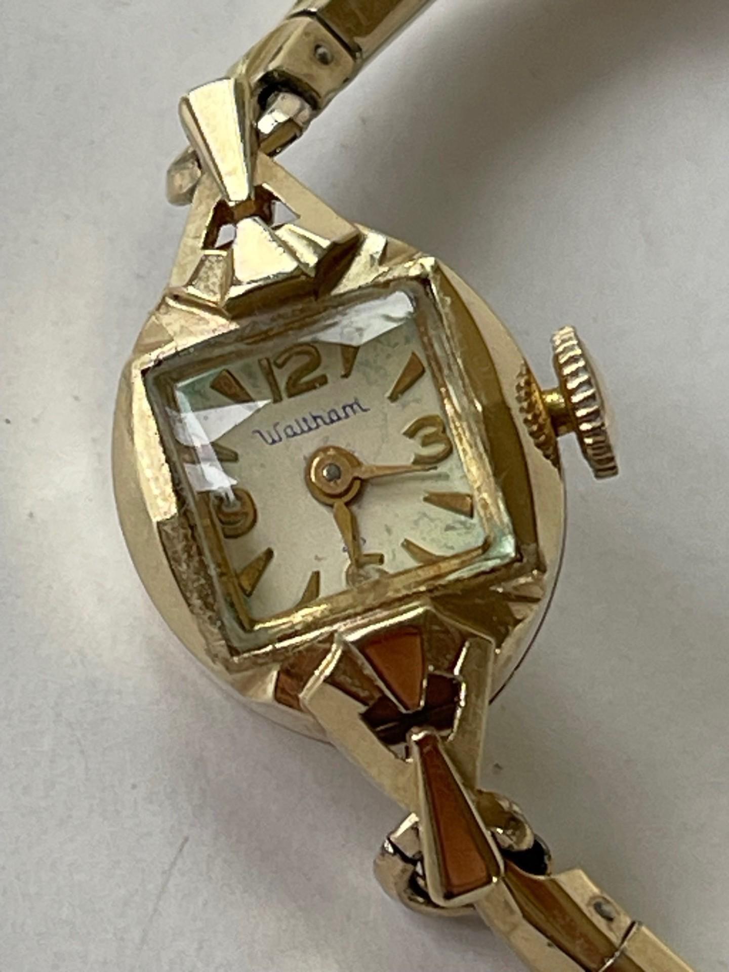 Waltham Solid 14k(585)gold Art Ladies Watch 17 Jewels Swiss Made