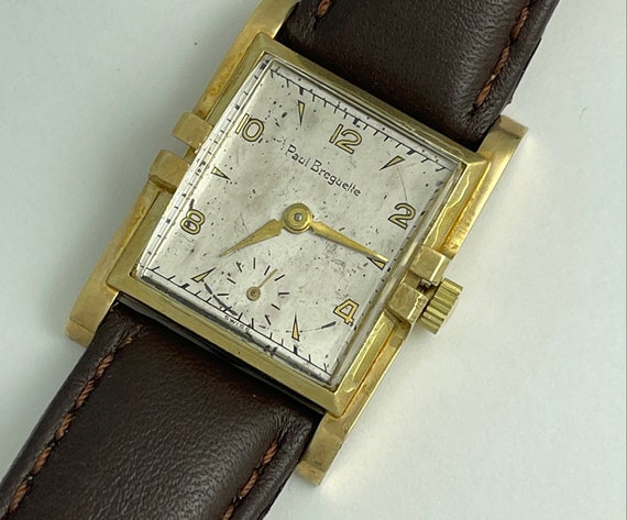 Paul Breguette 10K Gold Filled Rectangular Manual Wind Fancy Lugs 