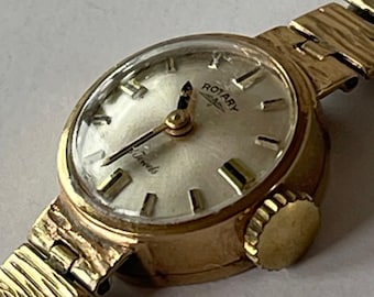 Rotary Solid 9K(375)Gold Art Deco Style Ladies Vintage Watch Swiss Made 1960