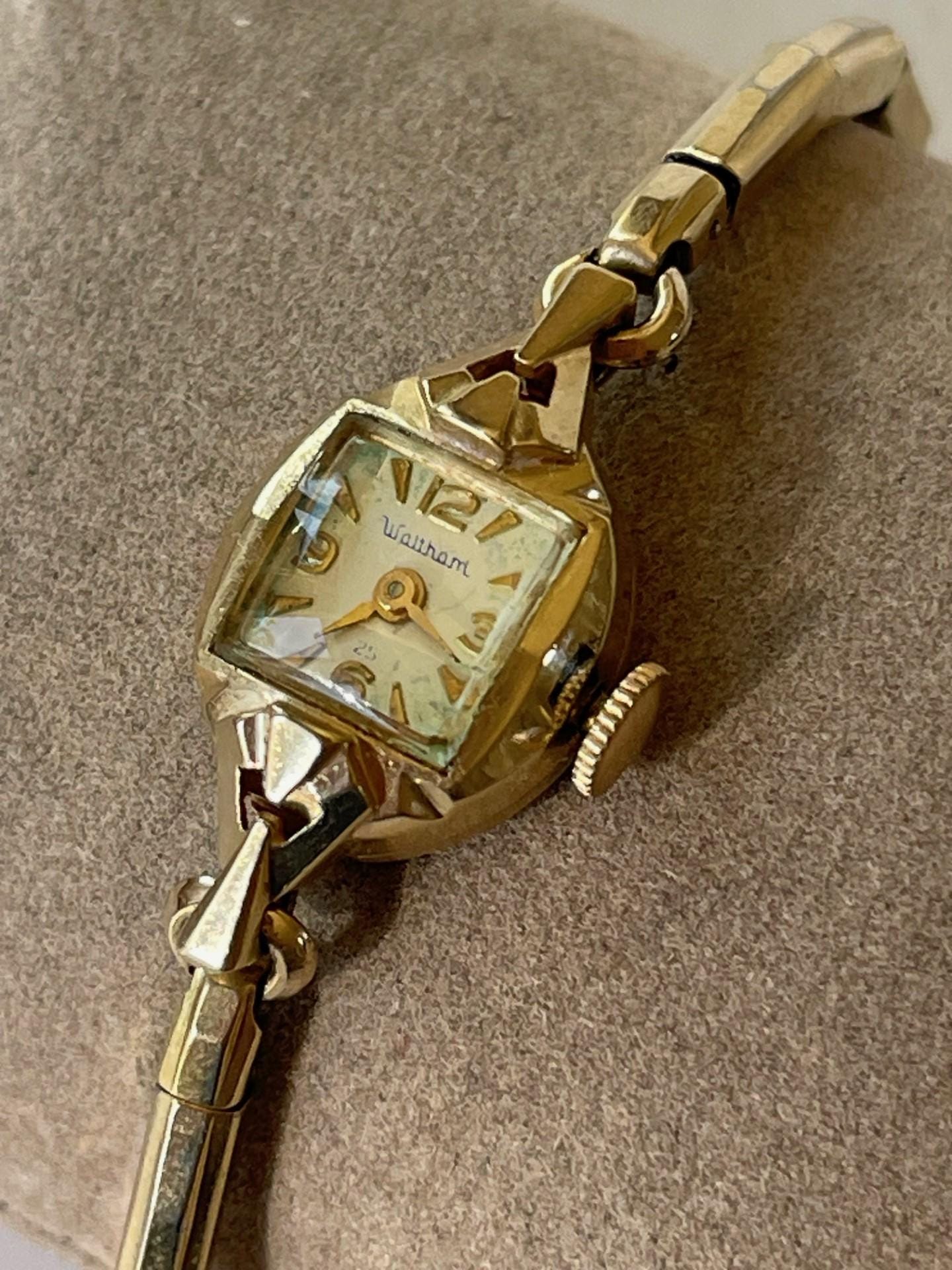 Waltham Solid 14k(585)gold Art Ladies Watch 17 Jewels Swiss Made