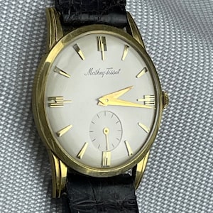 Mathey-Tissot Solid 18K(750) Gold Classic Dress Ultra Thin Gold Dial Vintage Swiss Made 1959