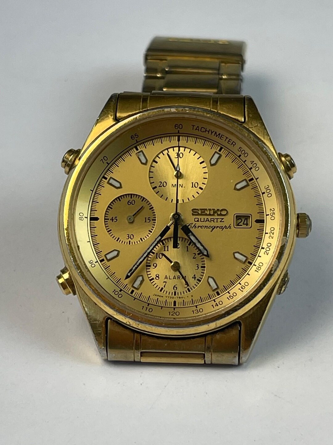 Seiko Chronograph Calendar Date Alarm Gold Capped Vintage Made in