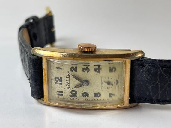 Roamer Art Deco Rectangular Gold Capped Curvex Sw… - image 7