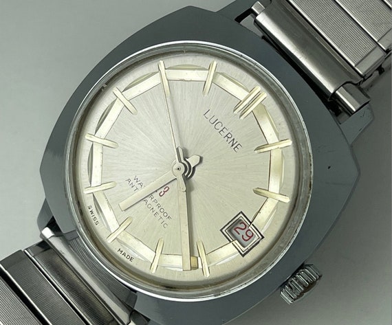 Lucerne 23 Stainless Steel Calendar Red Date Screw Down Case Back Vintage  Swiss Made 1963 - Etsy