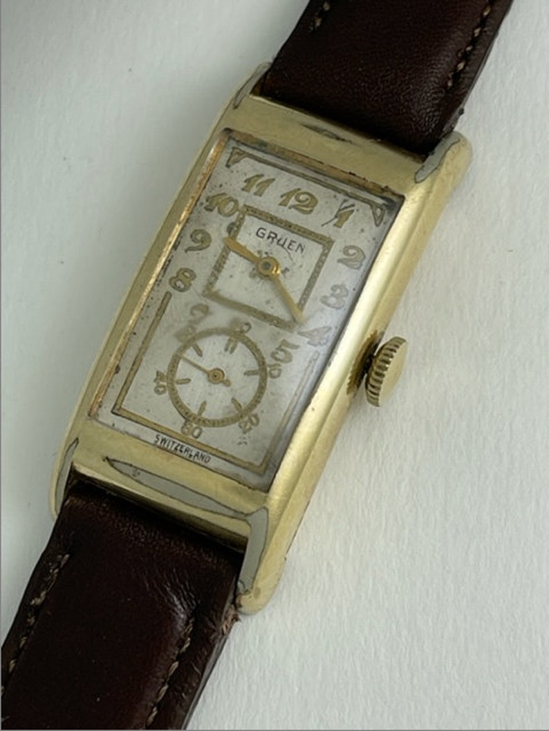 Gruen Doctors Medical Duo-Dial Techno-Quadron Movement Aegler Cal.877S Rolex300 Curvex Gold Capped Swiss Made.1932 image 3