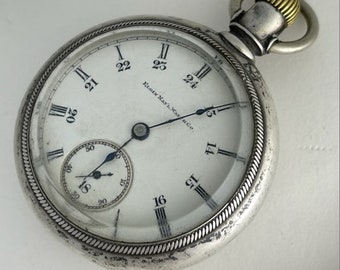 Elgin CoinSilver RailRoad Antique Pat.1888 Juego de palanca Reloj de bolsillo grande y pesado Hecho en EE. UU.