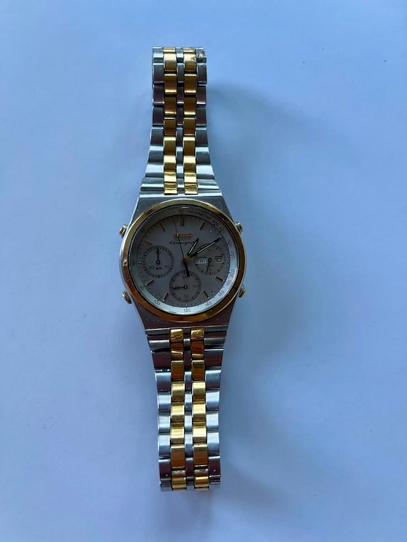 Seiko Chronograph Calendar Date Two Tone Gold/stainless Steel