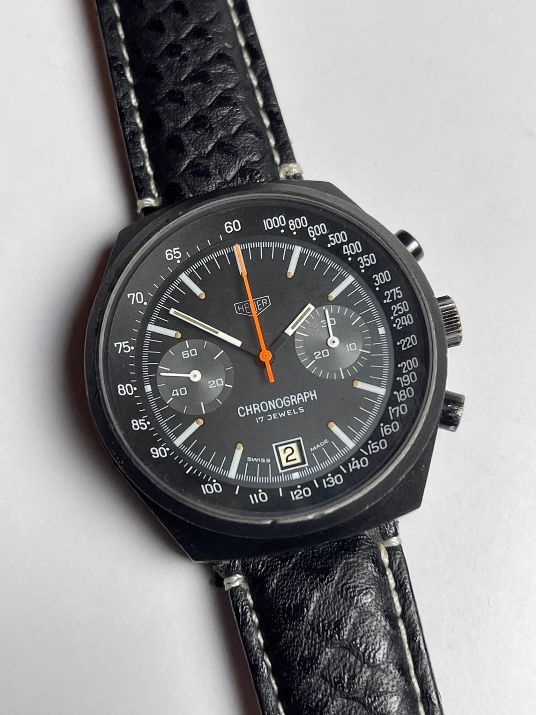 Chronograph Calendar Date Valjoux 7734 Black Dial PVD Coating Case Vintage Swiss Made 1964 Etsy Canada