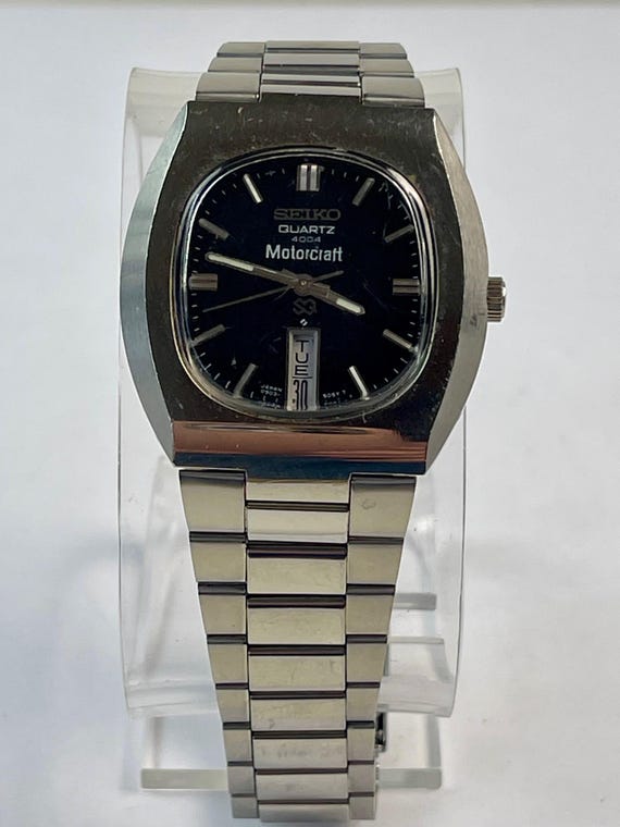 Seiko Motorcraft 4004 Vertical Day Date Black Dial Vintage Made in
