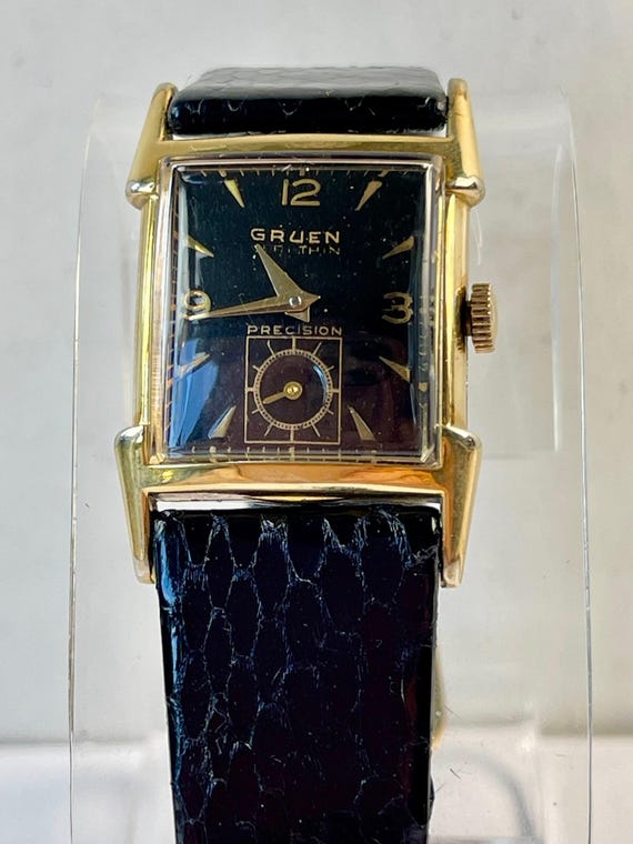 Gruen Precision Rectangular Sub-Seconds Black Dil… - image 1