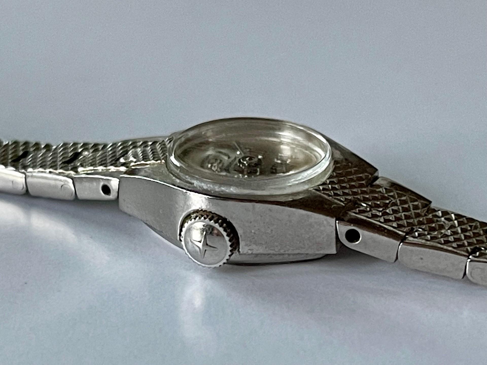 Vintage Andre Bauche Watch Stainless Steel Body Silver Tone Stones Works Andre Bauche Ladies Stainless Steel Art Deco Style Vintage  main image 4
