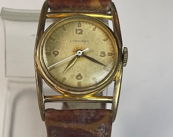 Longines Art Deco Fancy Case Drivers 10K Gold Filled Tropical Dial Swiss Made 1931