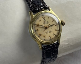 Wakmann Breitling Automatic Military WWII Gold Capped Stainless Steel Screw Down Case Back Swiss Made 1945